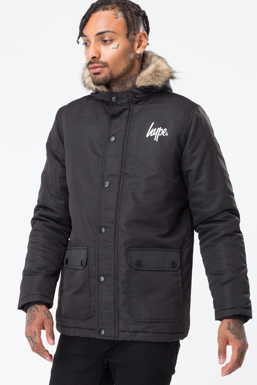 Black Crest Men's Parka Jacket