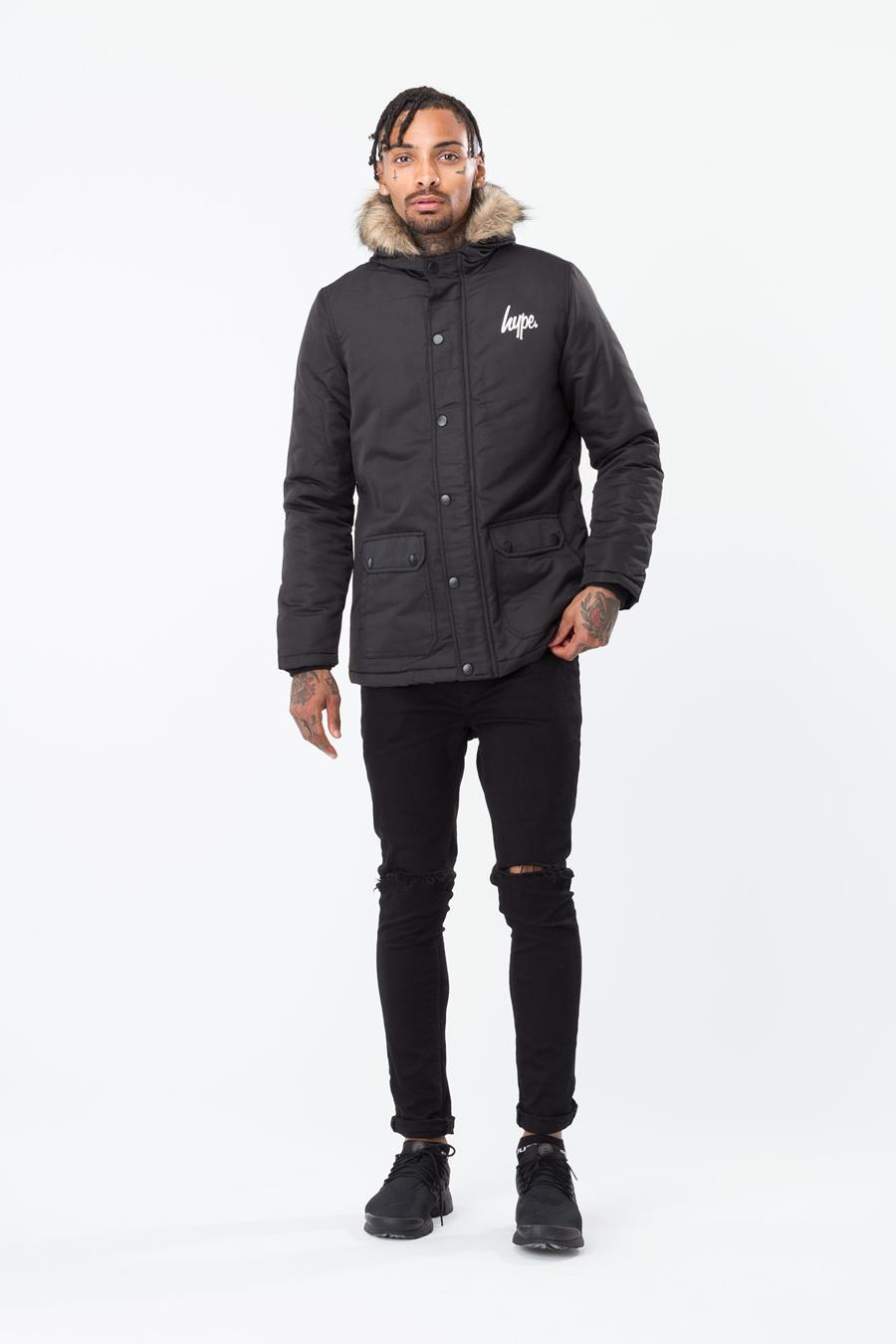 Black Crest Men's Parka Jacket