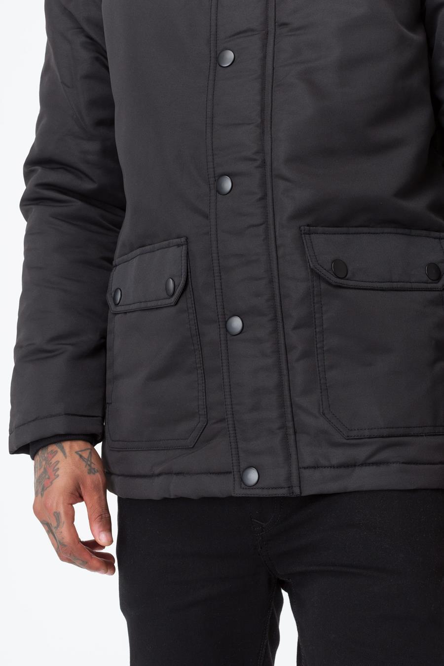 Black Crest Men's Parka Jacket