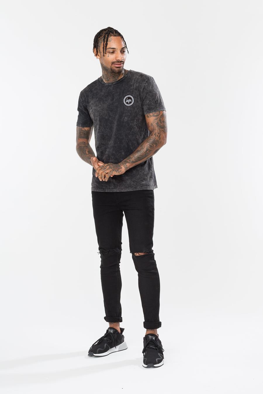 Charcoal Acid Wash Script Men's T-Shirt